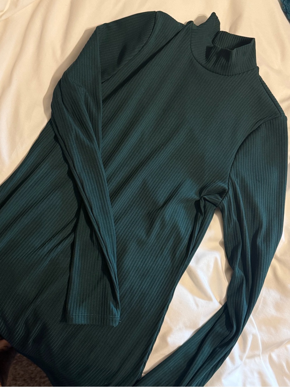 Target Dark Teal Ribbed Mock Neck Long Sleeve Top